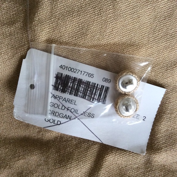 CHICOS GOLD FOIL SHORT SLEEVE CARDIGAN MEDIUM NWT - Picture 6 of 9